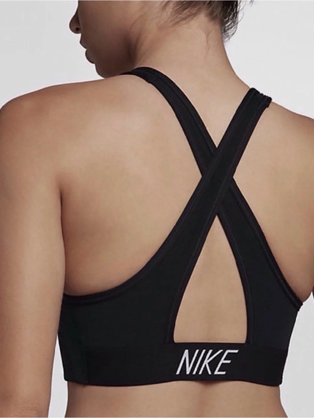 Nike Classic Swoosh Modern Women's Medium Support Sports Bra Black DRI-FIT SzM